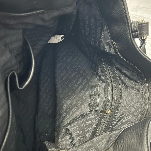 Steve Madden Black Faux Leather Bag Gold Hardware & Studs - Picture 6 of 14